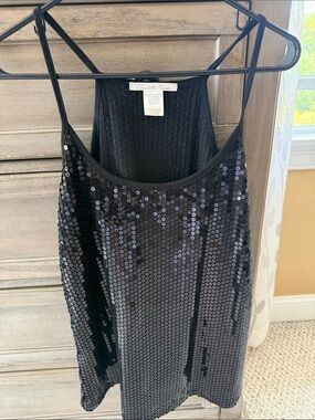 Charlotte Russe Black Sequin Spaghetti Strap Tank